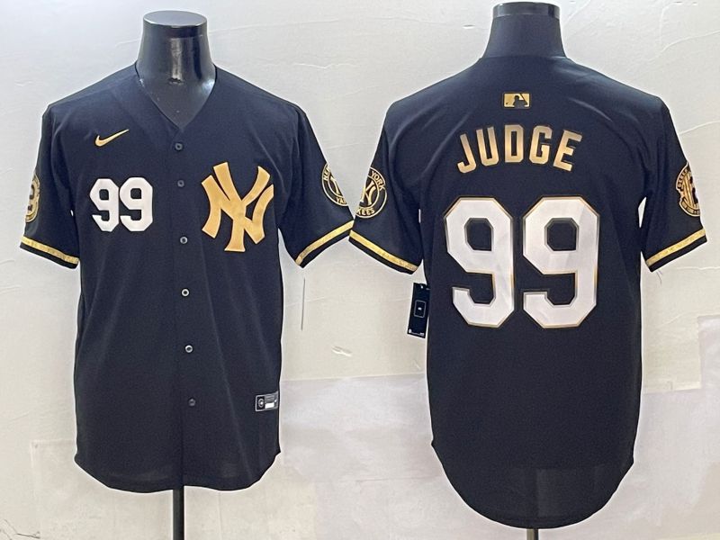 Men New York Yankees #99 Judge Black Gold Five generations Nike 2025 MLB Jersey style 7